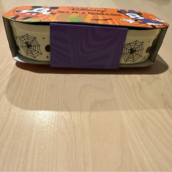 Disney Icon Mickey Head With Spiders And Spider Webs Set Of 2 Ramekins Halloween - Picture 1 of 5